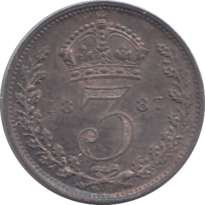 1887 THREEPENCE ( UNC ) 13 - THREEPENCE - Cambridgeshire Coins