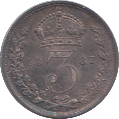 1887 THREEPENCE ( UNC ) 13 - THREEPENCE - Cambridgeshire Coins