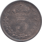 1887 THREEPENCE ( UNC ) 13 - THREEPENCE - Cambridgeshire Coins