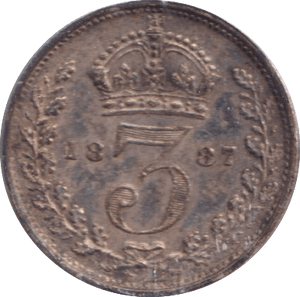 1887 THREEPENCE ( UNC ) 2 - Threepence - Cambridgeshire Coins