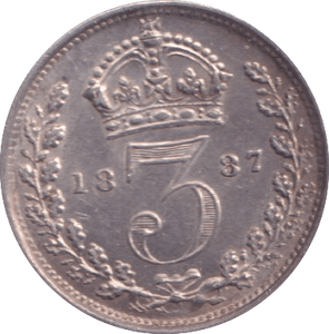 1887 THREEPENCE ( UNC ) - Threepence - Cambridgeshire Coins