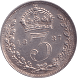 1887 THREEPENCE ( UNC ) - Threepence - Cambridgeshire Coins
