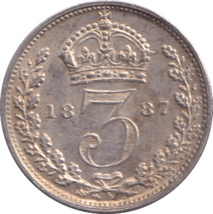 1887 THREEPENCE ( UNC ) - Threepence - Cambridgeshire Coins