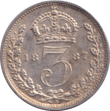 1887 THREEPENCE ( UNC ) - Threepence - Cambridgeshire Coins