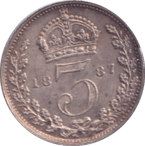 1887 THREEPENCE ( UNC ) - Threepence - Cambridgeshire Coins