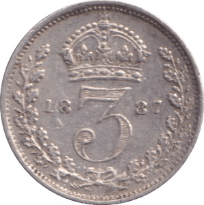 1887 THREEPENCE ( UNC ) - Threepence - Cambridgeshire Coins