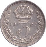 1887 THREEPENCE ( UNC ) - Threepence - Cambridgeshire Coins