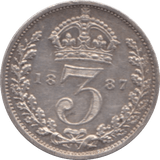 1887 THREEPENCE ( VF ) - THREEPENCE - Cambridgeshire Coins