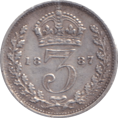 1887 THREEPENCE ( VF ) - THREEPENCE - Cambridgeshire Coins