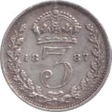 1887 THREEPENCE ( VF ) - THREEPENCE - Cambridgeshire Coins