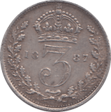 1887 THREEPENCE ( VF ) - THREEPENCE - Cambridgeshire Coins
