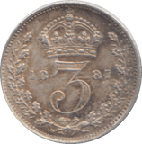 1887 THREEPENCE ( VF ) - THREEPENCE - Cambridgeshire Coins