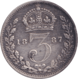 1887 THREEPENCE ( VF ) - Threepence - Cambridgeshire Coins