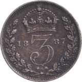 1887 THREEPENCE ( VF ) - Threepence - Cambridgeshire Coins