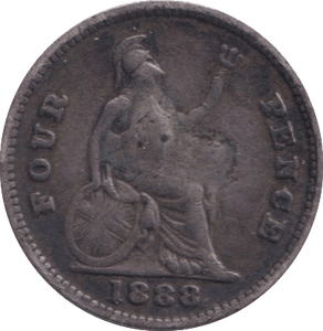 1888 FOURPENCE ( FINE ) - FOURPENCE - Cambridgeshire Coins