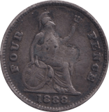 1888 FOURPENCE ( FINE ) - FOURPENCE - Cambridgeshire Coins