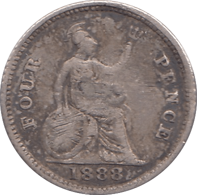 1888 FOURPENCE ( FINE ) - FOURPENCE - Cambridgeshire Coins