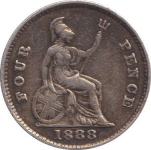 1888 FOURPENCE ( GVF ) - FOURPENCE - Cambridgeshire Coins