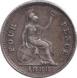 1888 FOURPENCE ( VF ) - FOURPENCE - Cambridgeshire Coins
