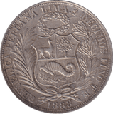 1888 SILVER 1 SOL PERU - SILVER WORLD COINS - Cambridgeshire Coins