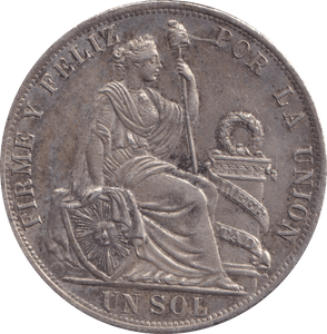 1888 SILVER 1 SOL PERU - SILVER WORLD COINS - Cambridgeshire Coins