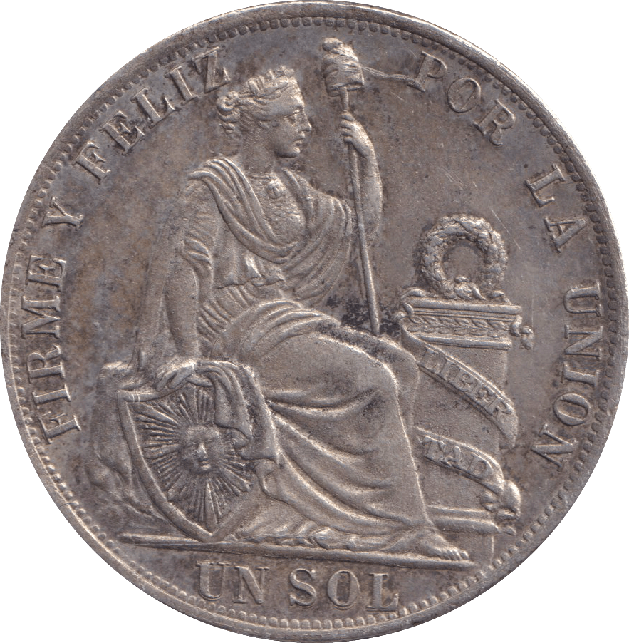 1888 SILVER 1 SOL PERU - SILVER WORLD COINS - Cambridgeshire Coins