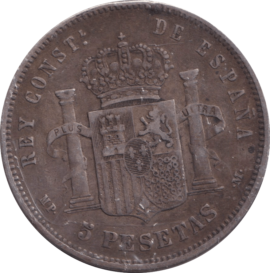 1888 SILVER 5 PESETAS SPAIN - SILVER WORLD COINS - Cambridgeshire Coins