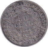 1888 SILVER 50 CENTS FRANCE - SILVER WORLD COINS - Cambridgeshire Coins