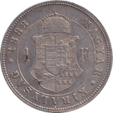 1888 SILVER ONE FLORINT HUNGARY - SILVER WORLD COINS - Cambridgeshire Coins