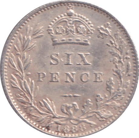 1888 SIXPENCE ( GVF ) - SIXPENCE - Cambridgeshire Coins