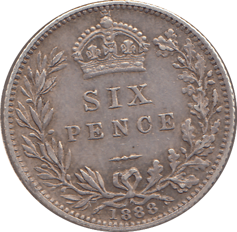 1888 SIXPENCE ( VF ) - SIXPENCE - Cambridgeshire Coins