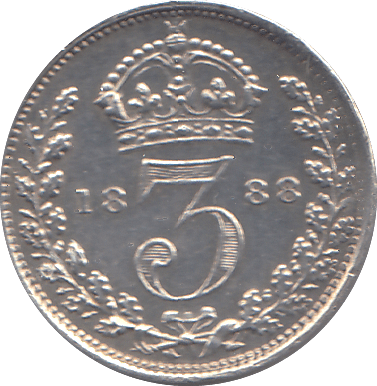 1888 THREEPENCE ( AUNC ) - THREEPENCE - Cambridgeshire Coins