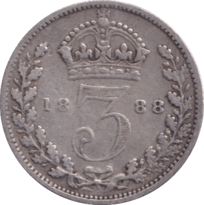 1888 THREEPENCE ( FINE ) - Threepence - Cambridgeshire Coins