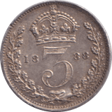 1888 THREEPENCE ( GVF ) - THREEPENCE - Cambridgeshire Coins