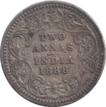 1888 TWO ANNAS INDIA - SILVER WORLD COINS - Cambridgeshire Coins