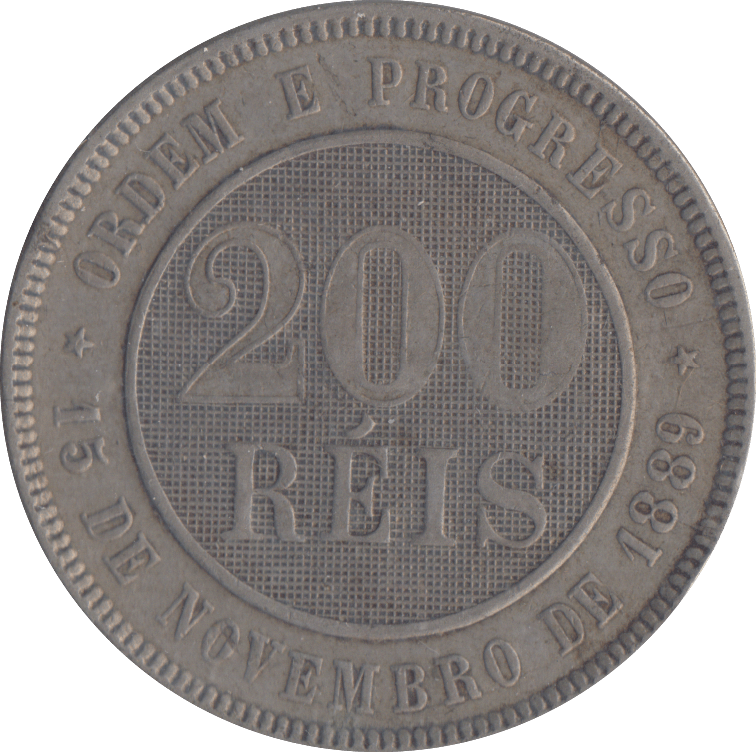 1889 200 REIS BRAZIL - WORLD COINS - Cambridgeshire Coins