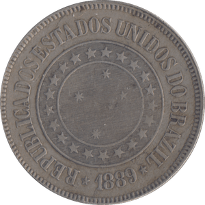 1889 200 REIS BRAZIL - WORLD COINS - Cambridgeshire Coins