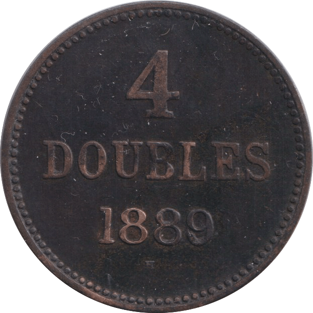1889 FOUR DOUBLES GUERNSEY - WORLD COINS - Cambridgeshire Coins
