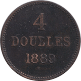 1889 FOUR DOUBLES GUERNSEY - WORLD COINS - Cambridgeshire Coins