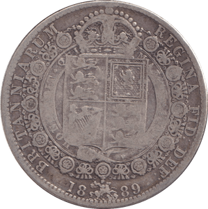 1889 HALF CROWN ( FINE ) - HALF FARTHING - Cambridgeshire Coins