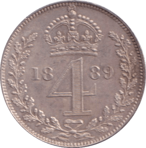 1889 MAUNDY FOURPENCE ( AUNC ) - MAUNDY FOURPENCE - Cambridgeshire Coins