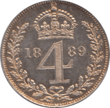 1889 MAUNDY FOURPENCE ( UNC ) - MAUNDY FOURPENCE - Cambridgeshire Coins