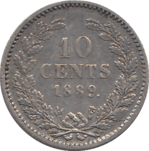 1889 SILVER 10 CENT NETHERLANDS - SILVER WORLD COINS - Cambridgeshire Coins