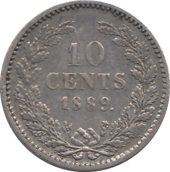 1889 SILVER 10 CENT NETHERLANDS - SILVER WORLD COINS - Cambridgeshire Coins