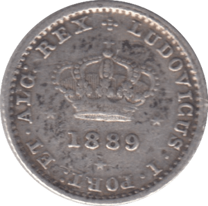 1889 SILVER 50 REIS PORTUGAL - SILVER WORLD COINS - Cambridgeshire Coins