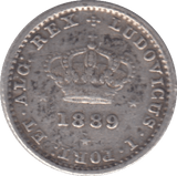 1889 SILVER 50 REIS PORTUGAL - SILVER WORLD COINS - Cambridgeshire Coins