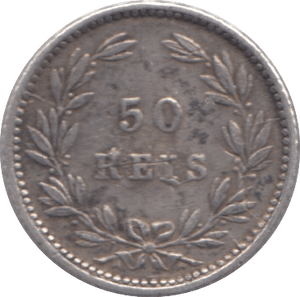 1889 SILVER 50 REIS PORTUGAL - SILVER WORLD COINS - Cambridgeshire Coins