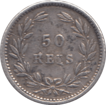 1889 SILVER 50 REIS PORTUGAL - SILVER WORLD COINS - Cambridgeshire Coins