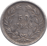 1889 SILVER 50 REIS PORTUGAL - SILVER WORLD COINS - Cambridgeshire Coins