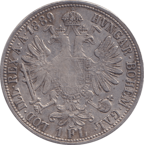 1889 SILVER ONE FLORIN AUSTRIA - SILVER WORLD COINS - Cambridgeshire Coins